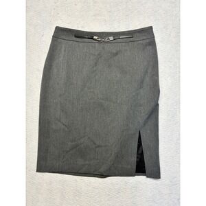 Express Professional Work Pencil Skirt Corporate Siren Slit Chain 6 Dark Grey